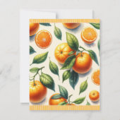 Aquarell Citrus Orange Blätter Wedding RSVP Einladung (Rückseite)