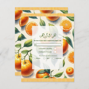 Aquarell Citrus Orange Blätter Wedding RSVP Einladung