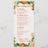 Aquarell Citrus Orange Hochzeitsempfehlung Abendes Menükarte (Vorderseite)