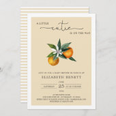 Aquarell Clementine Citrus Orange Babydusche Einladung (Vorne/Hinten)