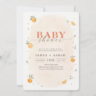 Aquarell Clementine Zitrus Orange Babyparty Einladung