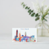 Aquarell-Cleveland-Skyline Visitenkarte (Stehend Vorderseite)
