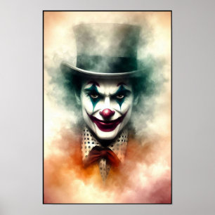 Aquarell-Clown, der in deine Seele starrt Poster