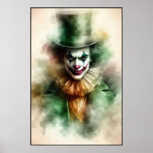 Aquarell-Clown, der in deine Seele starrt Poster