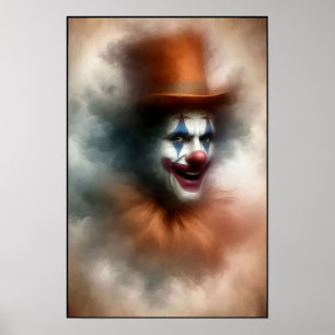 Aquarell-Clown, der in deine Seele starrt Poster