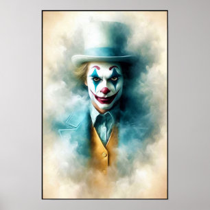 Aquarell-Clown, der in deine Seele starrt Poster