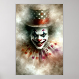 Aquarell-Clown, der in deine Seele starrt Poster