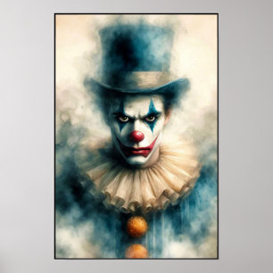 Aquarell-Clown, der in deine Seele starrt Poster