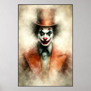 Aquarell-Clown, der in deine Seele starrt Poster
