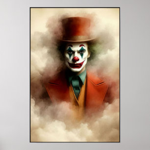 Aquarell-Clown, der in deine Seele starrt Poster
