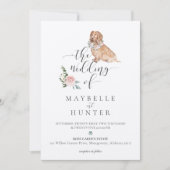 Aquarell Cocker Spanischer Hund und Blütenrosa Ros Einladung (Vorderseite)