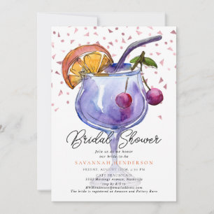 Aquarell-Cocktail-Konfetti-Junggesellinnenabschied Einladung