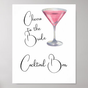 Aquarell-Cocktailbar-Junggesellinnenabschied  Poster