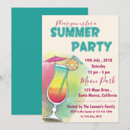 Aquarell | Cocktailglas | Summer Party Einladung