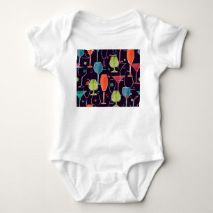 Aquarell-Cocktails, farbenfrohes Vintage-Muster. Baby Strampler