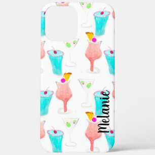 Aquarell-Cocktails Getränke Monogrammiert Case-Mate iPhone Hülle