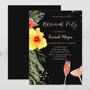 Aquarell-Cocktails Hibiskus Schwarz Ruhestand  Einladung