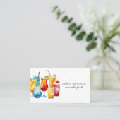 Aquarell-Cocktails mit QR-Code Visitenkarte (Stehend Vorderseite)