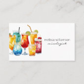 Aquarell-Cocktails mit QR-Code Visitenkarte (Vorderseite)