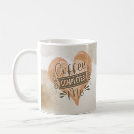 Aquarell "Coffee Completes Me" Kaffeetasse (Links)