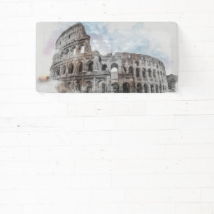 Aquarell Colosseum Banner – Rom Italien Wahrzeiche