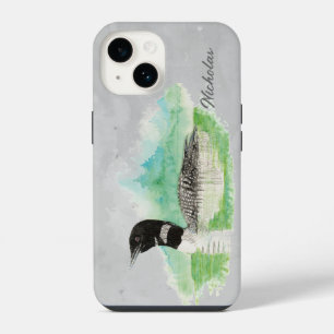 Aquarell Common Loon Vogel Wildnis Natur Kunst iPhone 14 Hülle