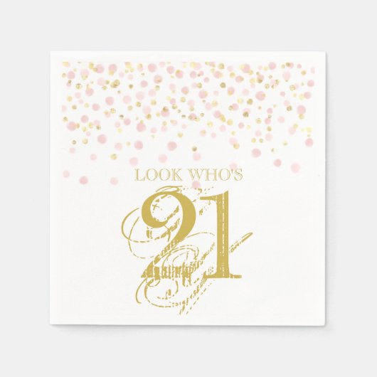 Aquarell Confetti Look Wer ist 21 elegante Geburts Serviette (Vorderseite)