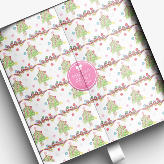 Aquarell Confetti Weihnachtsbäume & Band Seidenpapier