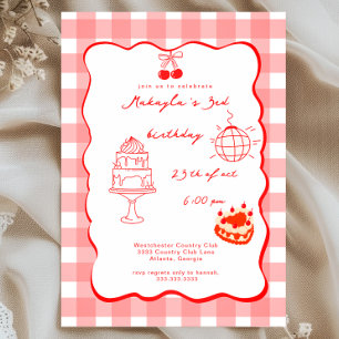 Aquarell Coquette Kirsche 3. Süßer Geburtstag Einladung