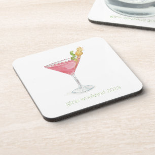 Aquarell Cosmopolitan Pink Cocktail Getränkeuntersetzer