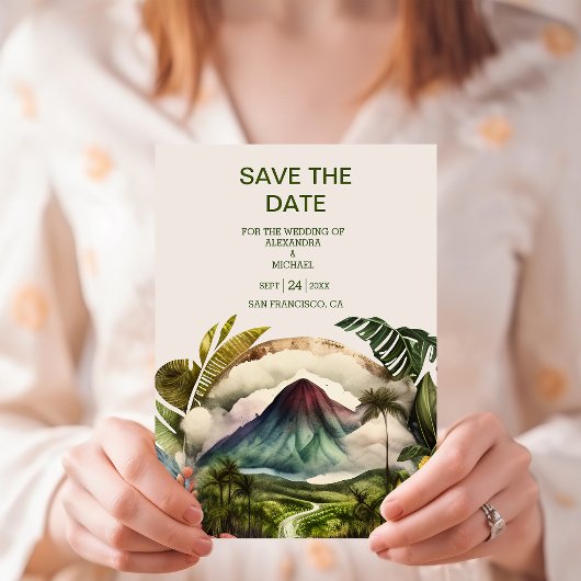 Aquarell Costa Rica Hochzeit in Urlaubsort Rett Th Save The Date
