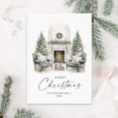 Aquarell Cosy Zuhause Weihnachtsbaum Feiertagskarte