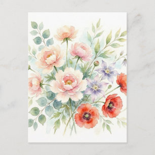Aquarell Cottage-Garten Wildblumenstrauß Ankündigungspostkarte