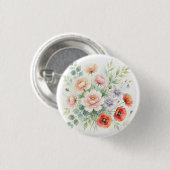 Aquarell Cottage-Garten-Wildblumenstrauß Button (Vorne & Hinten)