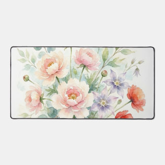Aquarell Cottage-Garten Wildblumenstrauß Schreibtischunterlage