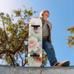 Aquarell Cottage-Garten-Wildblumenstrauß Skateboard