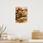 Aquarell-Cowboy-Schildkröte in der Wüste Poster (Küche)