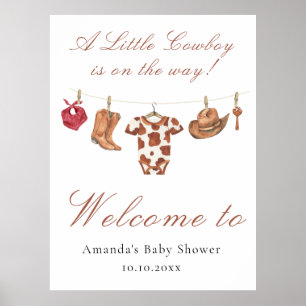 Aquarell-Cowboy-Western-Baby-Party-Willkommen Poster