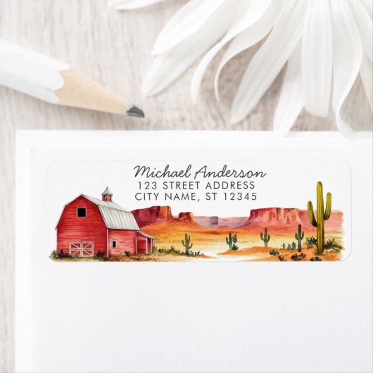 Aquarell-Cowboy-Western-Rücksendeadresse (Insitu)