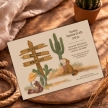 Aquarell-Cowboy-Wild-West-Geburtstagseinladung