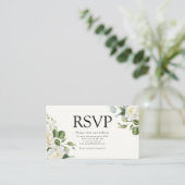 Aquarell Cremige Florale Eukalyptus-Details QRcode Begleitkarte (Stehend Vorderseite)