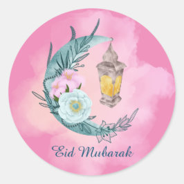 Aquarell Crescent Eid Mubarak Pink Aufkleber
