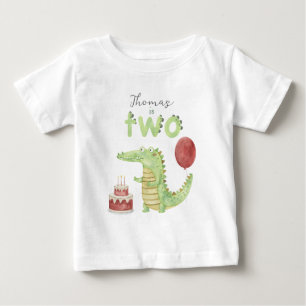 Aquarell Crocodile 2. Geburtstag Baby T-shirt