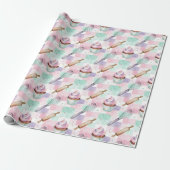 Aquarell-Cupcake-Muster Pastellrosa Geschenkpapier (Ungerollt)