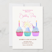 Aquarell-Cupcakes Geburtstag Einladung (Vorderseite)