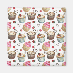 Aquarell-Cupcakes Magnet