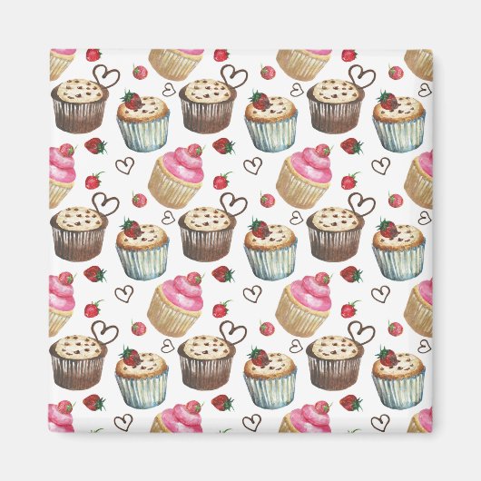 Aquarell-Cupcakes Magnet (Vorne)