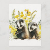 Aquarell Dachse Postkarte (Vorderseite)