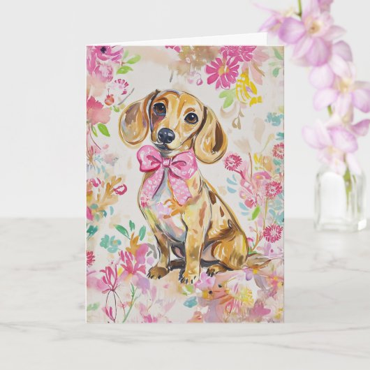 Aquarell-Dachshund-Karte Blank oder Anpassen Karte (Orchidee)