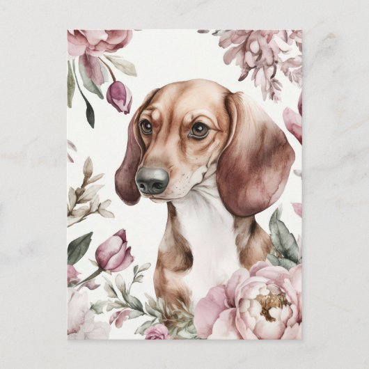 Aquarell-Dachshund-Postkarte Postkarte (Vorderseite)